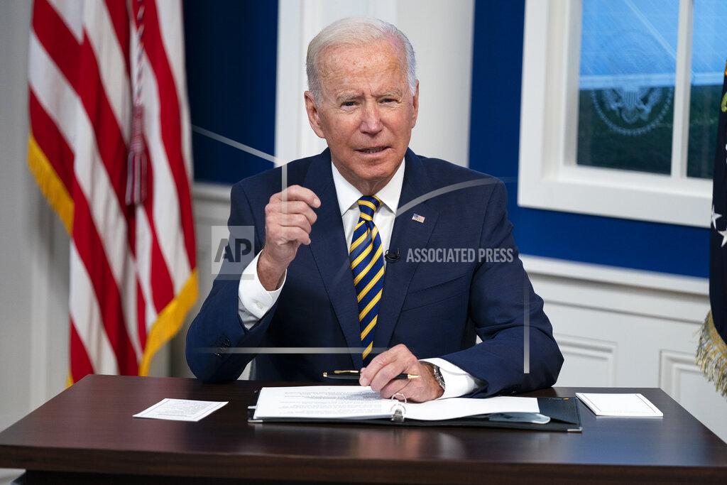 Evan Vucci President Joe Biden delivers remarks to the Major Economies Forum on Energy and Climate, in the South Court Auditorium on the White House campus, Friday, Sept. 17, 2021, in Washington. (AP Photo/Evan Vucci)