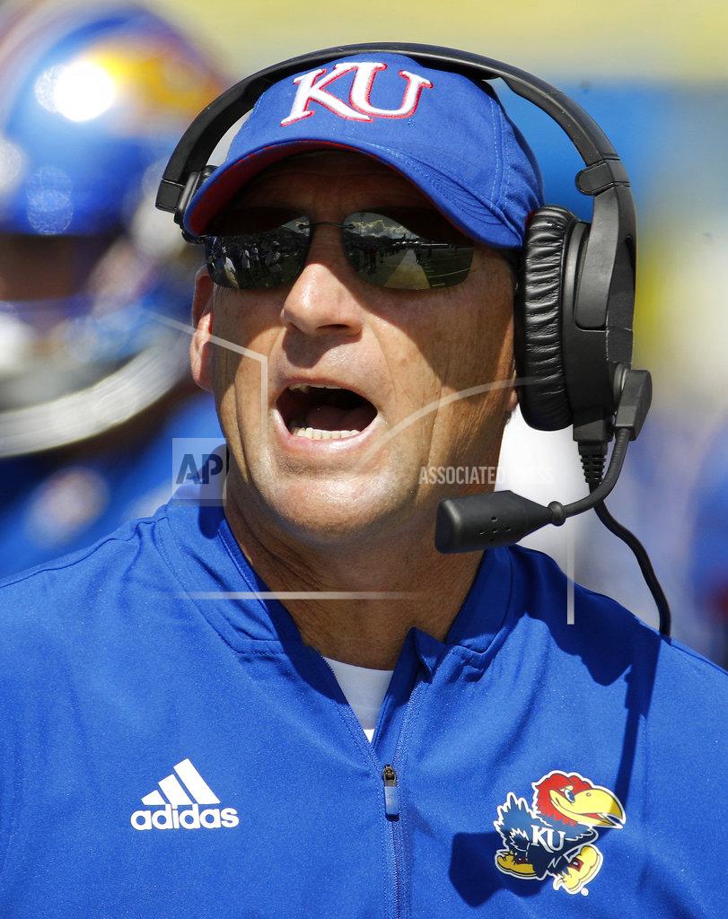 Charlie Riedel FILE - In this Sept. 15, 2018, file photo, Kansas head coach David Beaty talks to his players during the second half of an NCAA college football game against Rutgers, in Lawrence, Kan. Kansas plays at Texas Tech on Saturday, Oct. 20. (AP Photo/Charlie Riedel, File)