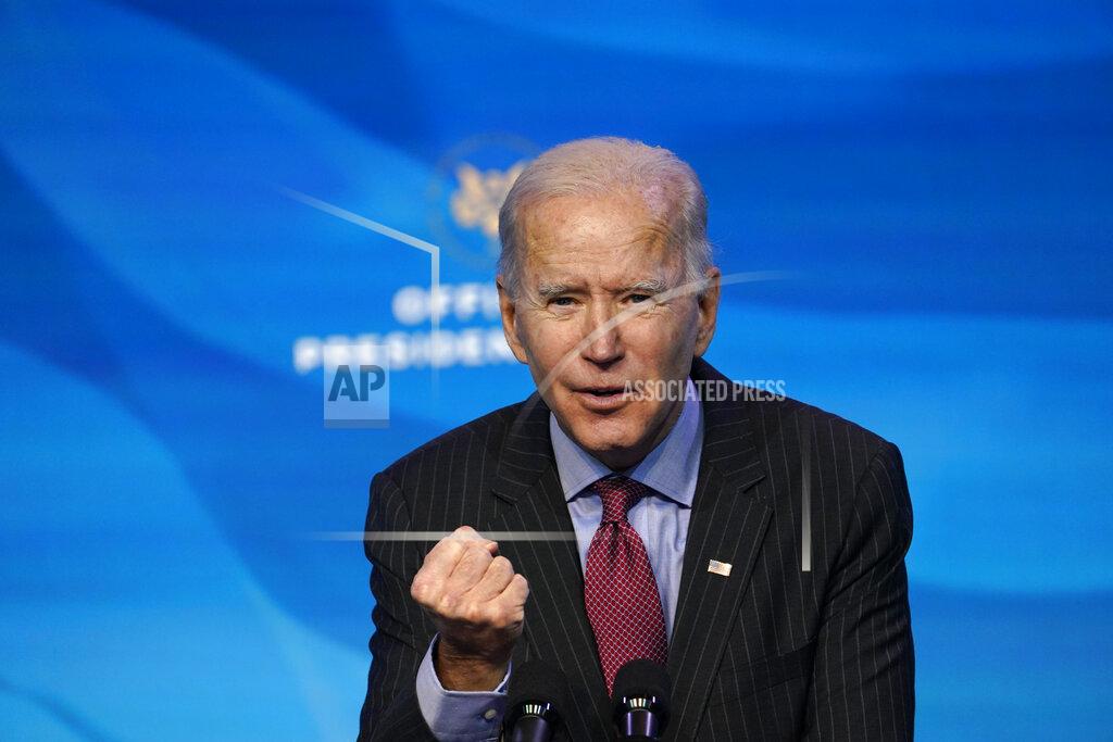 Susan Walsh President-elect Joe Biden speaks during an event at The Queen theater in Wilmington, Del., Friday, Jan. 8, 2021, to announce key administration posts. (AP Photo/Susan Walsh)