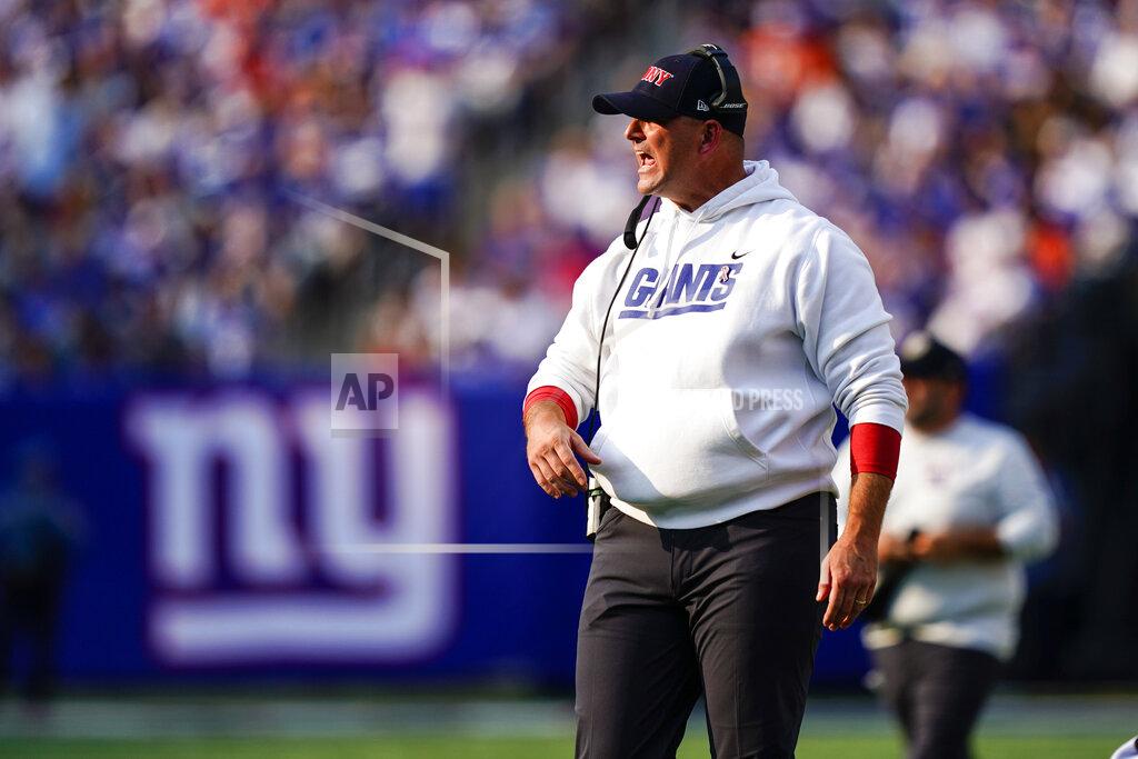 Matt Rourke New York Giants head coach Joe Judge calls to his players during the first half of an NFL football game against the Denver Broncos, Sunday, Sept. 12, 2021, in East Rutherford, N.J. (AP Photo/Matt Rourke)
