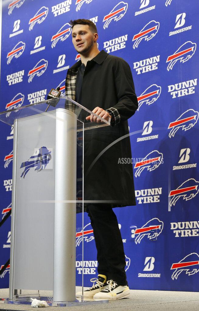 John Munson Buffalo Bills quarterback Josh Allen answers questions after an NFL football game against the Washington Redskins, Sunday, Nov. 3, 2019, in Orchard Park, N.Y. (AP Photo/John Munson)
