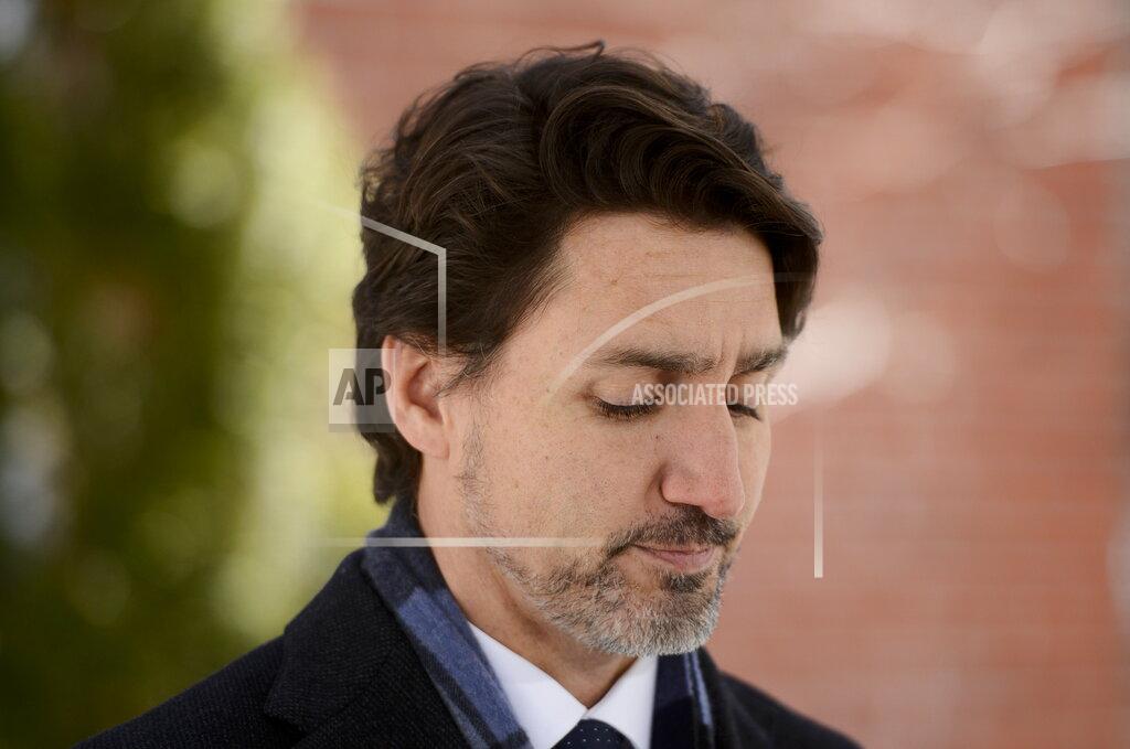 Sean Kilpatrick Prime Minister Justin Trudeau addresses Canadians on the COVID-19 pandemic from Rideau Cottage in Ottawa on Monday, April 20, 2020. (Sean Kilpatrick/The Canadian Press via AP)
