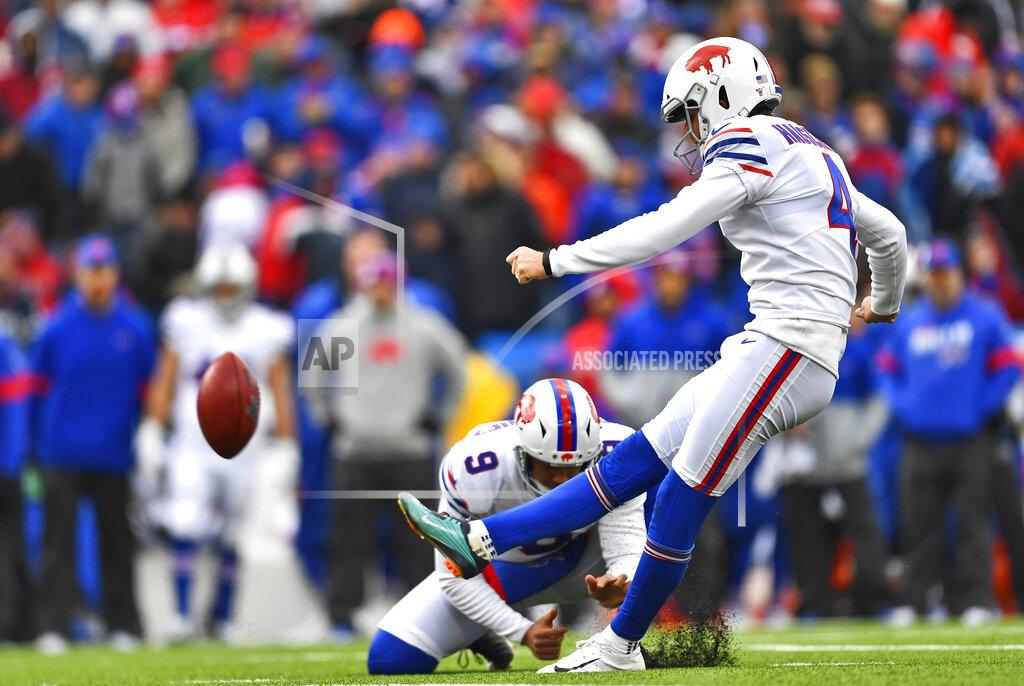 Adrian Kraus Buffalo Bills kicker Stephen Hauschka kicks a 42-yard field goal during the first half of an NFL football game against the Washington Redskins, Sunday, Nov. 3, 2019, in Orchard Park, N.Y. (AP Photo/Adrian Kraus)