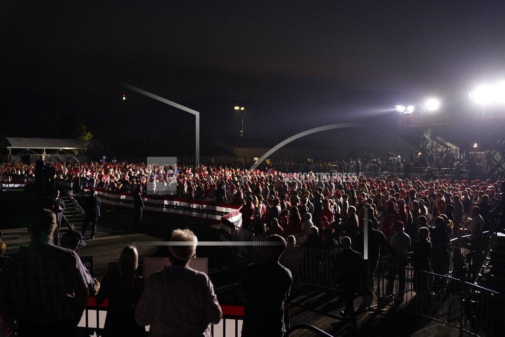 A crowd listens as President Donald Trump speaks at a rally at Minden-Tahoe Airport in Minden, Nev., Saturday, Sept. 12, 2020. (AP Photo/Andrew Harnik)
