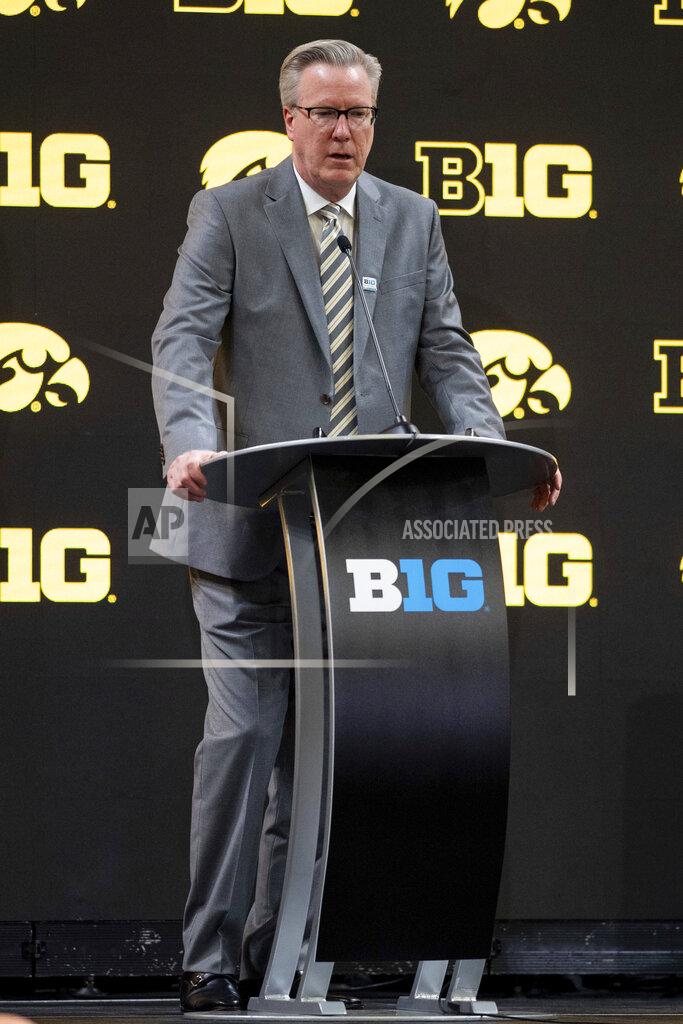 Doug Mcschooler Iowa men's head coach Fran McCaffery addresses the media during the first day of the Big Ten NCAA college basketball media days, Thursday, Oct. 7, 2021, in Indianapolis. (AP Photo/Doug McSchooler)