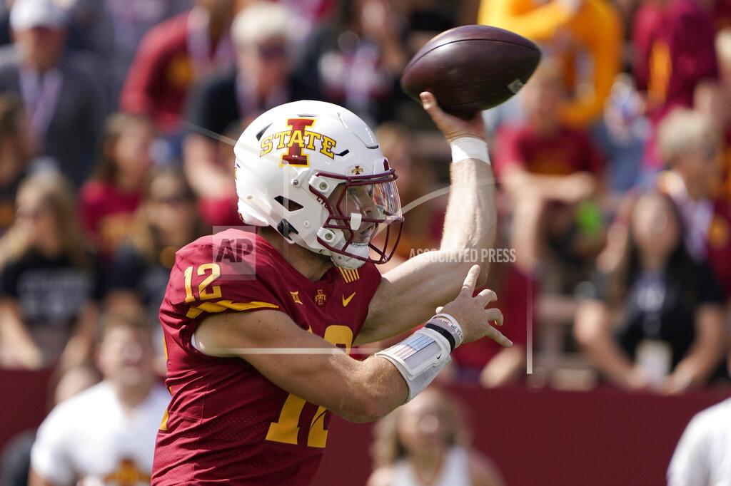 Charlie Neibergall Iowa State quarterback Hunter Dekkers throws a pass during the second half of an NCAA college football game against Baylor, Saturday, Sept. 24, 2022, in Ames, Iowa. Baylor won 31-24. (AP Photo/Charlie Neibergall)