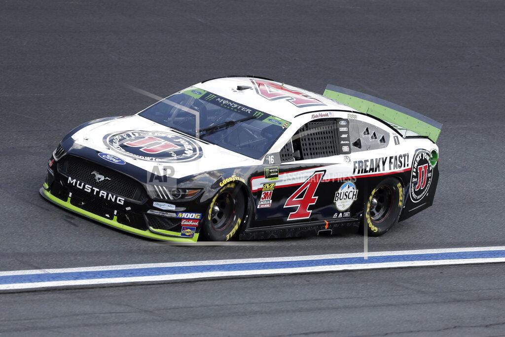 Gerry Broome Kevin Harvick drives through Turn 4 during the NASCAR Cup Series auto race at Charlotte Motor Speedway in Concord, N.C., Sunday, Sept. 29, 2019. (AP Photo/Gerry Broome)