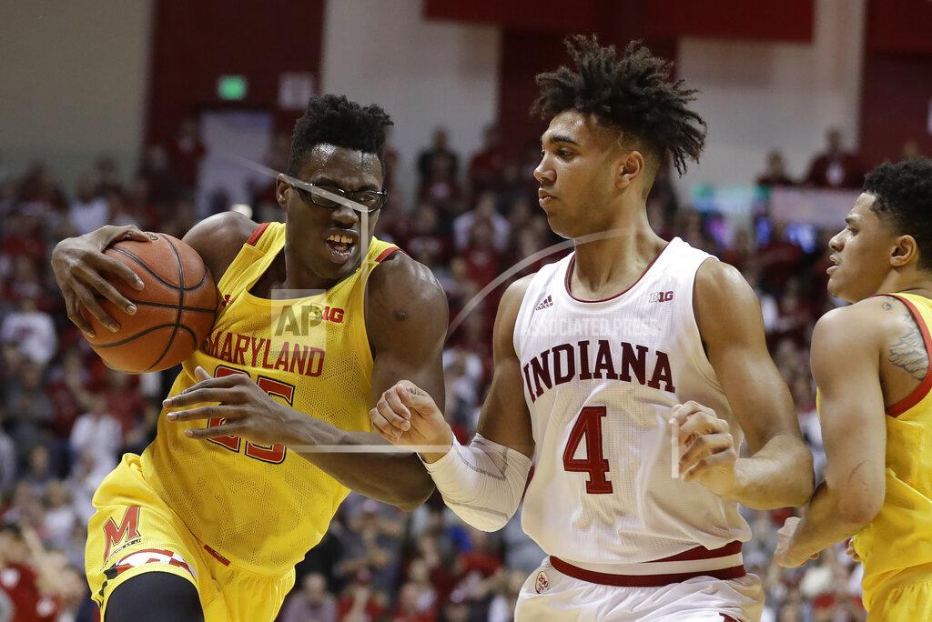 Darron Cummings Maryland's Jalen Smith (25) goes to the basket against Indiana's Trayce Jackson-Davis (4) during the second half of an NCAA college basketball game, Sunday, Jan. 26, 2020, in Bloomington, Ind. (AP Photo/Darron Cummings)