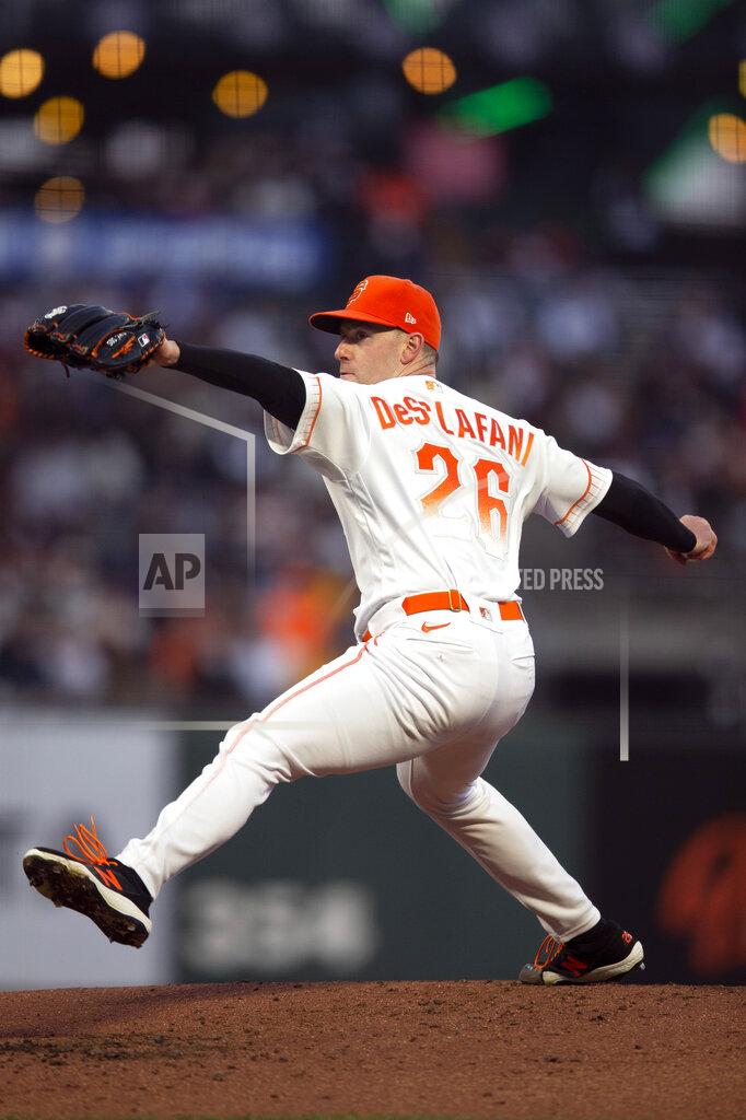 D. Ross Cameron San Francisco Giants starting pitcher Anthony DeSclafani delivers against the San Diego Padres during the second inning of a baseball game, Tuesday, Sept. 14, 2021, in San Francisco. (AP Photo/D. Ross Cameron)