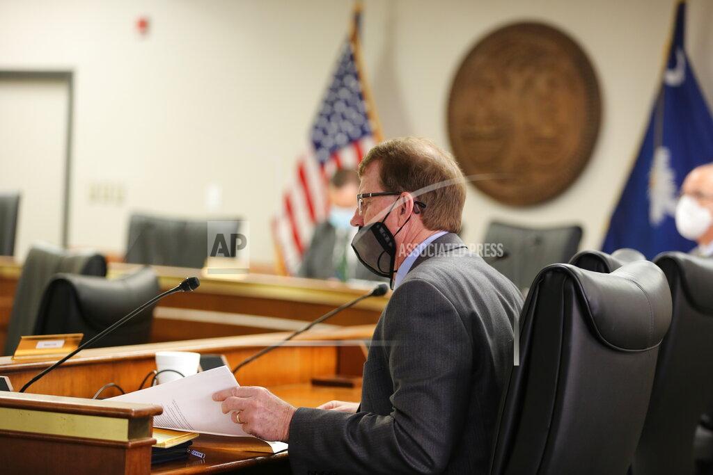 Jeffrey Collins South Carolina Sen. Richard Cash, R-Piedmont, listens to speakers during a Senate subcommittee hearing on a bill that would ban almost all abortions in the state on Jan. 14, 2021, in Columbia, S.C. The heartbeat abortion bill has stalled in recent years, but appears to have a good chance of passing in 2021.(AP Photo/Jeffrey Collins)