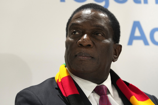 FILE - Zimbabwe's President Emmerson Mnangagwa attends a session at the Africa Pavilion at the COP27 U.N. Climate Summit, Nov. 7, 2022, in Sharm el-Sheikh, Egypt. Zimbabwe&rsquo;s Cabinet has agreed to back a move in Parliament to abolish the death penalty, a punishment that was last used in the southern African nation nearly 20 years ago. Mnangagwa, who won reelection for a second term in Aug, 2023, has repeatedly expressed his opposition to the death penalty, citing his own personal experience when he was sentenced to death in the 1960s for blowing up a train during Zimbabwe's independence war, when the country was called Rhodesia and under white minority rule. (AP Photo/Peter Dejong, File)