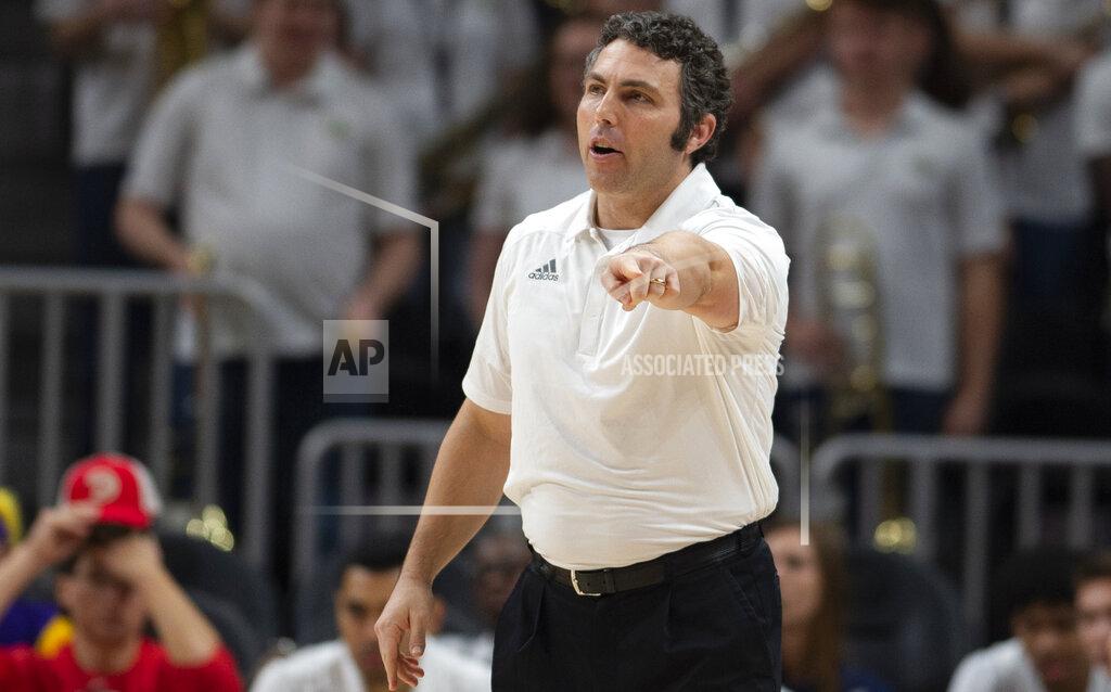 Hakim Wright Sr. Georgia Tech coach Josh Partner points during the first half of the team's NCAA college basketball game against LSU on Saturday, Dec. 11, 2021, in Atlanta. (AP Photo/Hakim Wright Sr.)