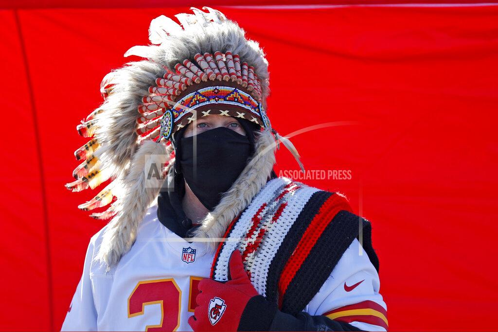 Jeff Roberson A fan is seen outside Arrowhead Stadium before the NFL AFC Championship football game between the Kansas City Chiefs and the Tennessee Titans Sunday, Jan. 19, 2020, in Kansas City, MO. (AP Photo/Jeff Roberson)