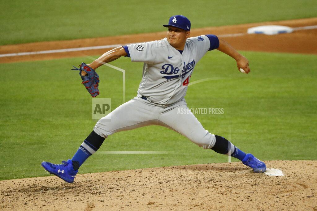 Roger Steinman Los Angeles Dodgers relief pitcher Victor Gonzalez throws a pitch during the fifth inning of a baseball game against the Texas Rangers in Arlington, Texas, Sunday, Aug. 30, 2020. (AP Photo/Roger Steinman)