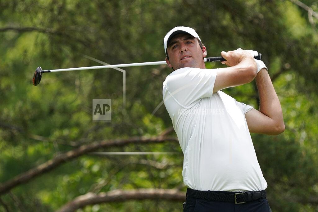 Darron Cummings Scottie Scheffler watches his tee shot on the second hole during the final round of the Memorial golf tournament, Sunday, June 6, 2021, in Dublin, Ohio. (AP Photo/Darron Cummings)