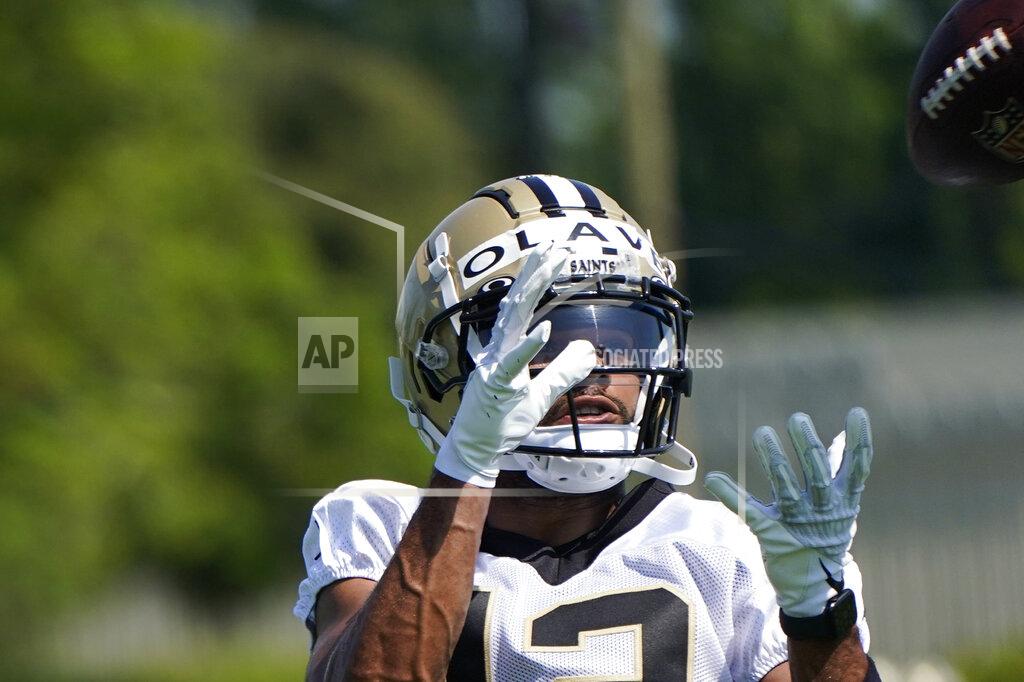 Gerald Herbert New Orleans Saints wide receiver Chris Olave works out during the NFL football team's rookie minicamp in Metairie, La., Saturday, May 14, 2022. (AP Photo/Gerald Herbert)