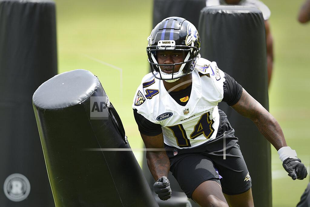 Gail Burton Baltimore Ravens wide receiver Sammy Watkins runs drills during NFL football organized team activities Wednesday, June 2, 2021, in Owings Mills, Md.(AP Photo/Gail Burton)