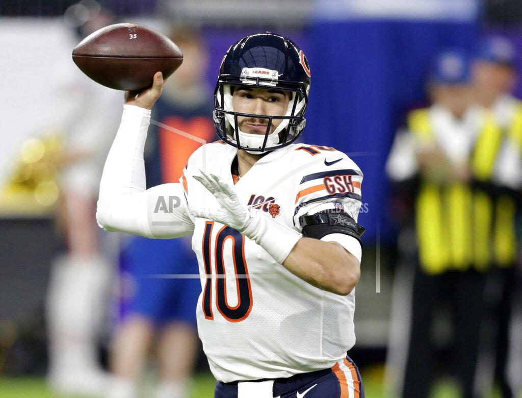Andy Clayton-King FILE - In this Dec. 29, 2019, file photo, Chicago Bears quarterback Mitchell Trubisky (10) throws a pass during the first half of an NFL football game against the Minnesota Vikings in Minneapolis. Trubisky insists he is one motivated quarterback. He comes into a make-or-break season locked in a competition with former Super Bowl MVP Nick Foles for the Bears' quarterback job, knowing his future as a starter in Chicago and maybe anywhere else is on the line. (AP Photo/Andy Clayton-King, File)