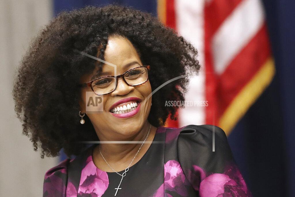 David L. Ryan This Jan. 6, 2020, photo shows Boston City Council President Kim Janey at Boston City Hall. When Mayor Marty Walsh is confirmed in 2021as President Joe Biden's Secretary of Labor, Janey will be Boston's interim mayor, the first time the office will be held by a Black woman. (David L Ryan/The Boston Globe via AP)