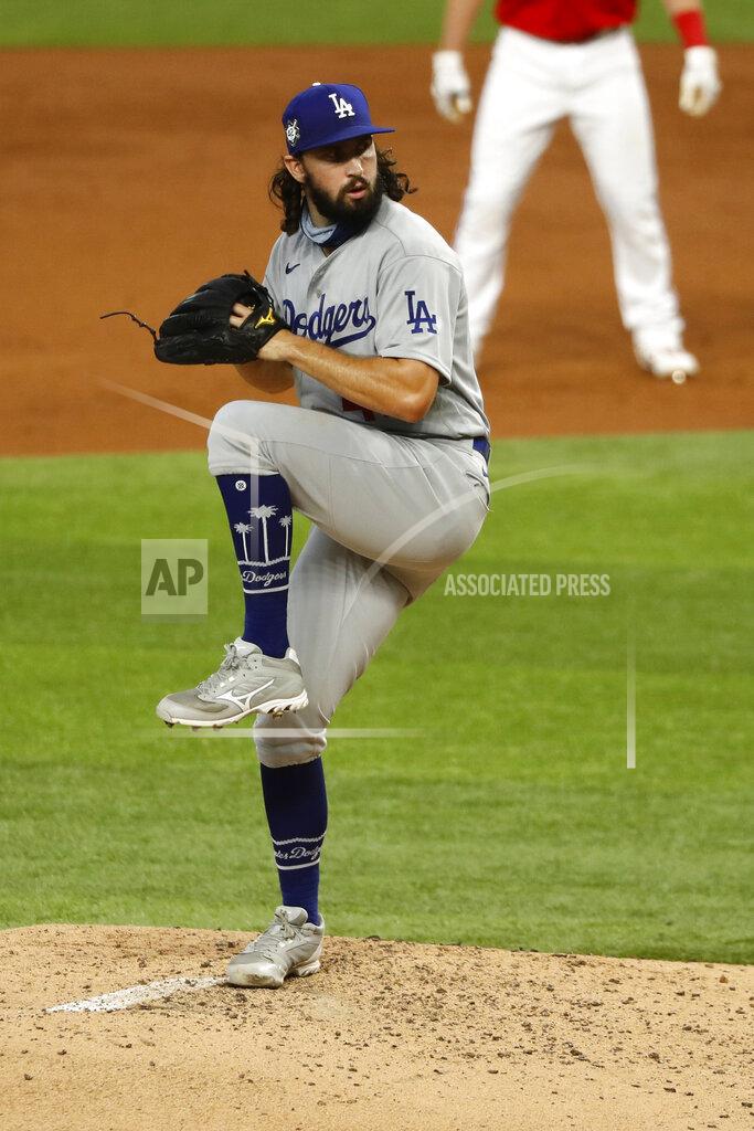 Roger Steinman Los Angeles Dodgers starting pitcher Tony Gonsolin throws during the third inning of a baseball game against the Los Angeles Dodgers in Arlington, Texas, Sunday, Aug. 30, 2020. (AP Photo/Roger Steinman)