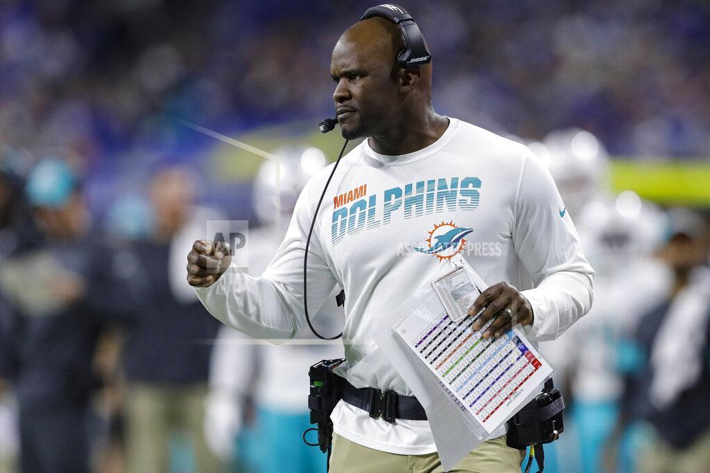 Darron Cummings FILE - In this Nov. 10, 2019, file photo, Miami Dolphins head coach Brian Flores watches from the sidelines during the first half of an NFL football game against the Indianapolis Colts in Indianapolis. Pro football is discovering that the spirit of the Rooney Rule is being violated. NFL Commissioner Roger Goodell made that a point of emphasis in his state of the league speech during Super Bowl week. So count on Goodell finding ways to more strongly implement the policy that requires teams to interview minority candidates for coaching and executive positions.(AP Photo/Darron Cummings, File)