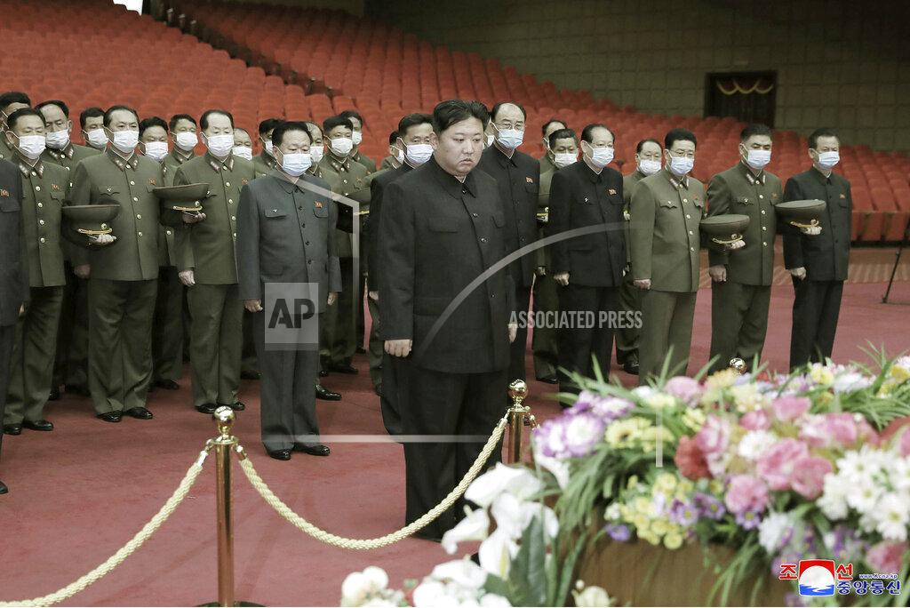 Uncredited In this photo provided by the North Korean government, North Korean leader Kim Jong Un, center, visits the bier of Marshal of the Korean People's Army Hyon Chol Hae in Pyongyang, North Korea Friday, May 20, 2022. Independent journalists were not given access to cover the event depicted in this image distributed by the North Korean government. The content of this image is as provided and cannot be independently verified. Korean language watermark on image as provided by source reads: "KCNA" which is the abbreviation for Korean Central News Agency. (Korean Central News Agency/Korea News Service via AP)