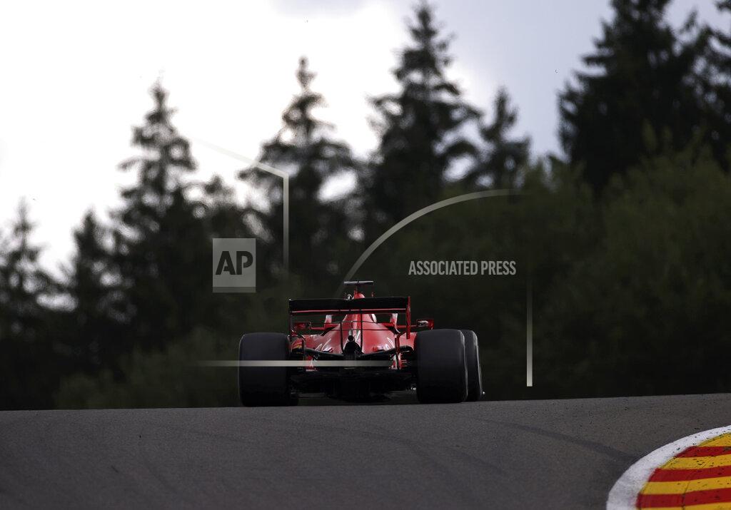 Lars Baron Ferrari driver Sebastian Vettel of Germany steers his car during the Formula One Grand Prix at the Spa-Francorchamps racetrack in Spa, Belgium Sunday, Aug. 30, 2020. (Lars Baron, Pool via AP)