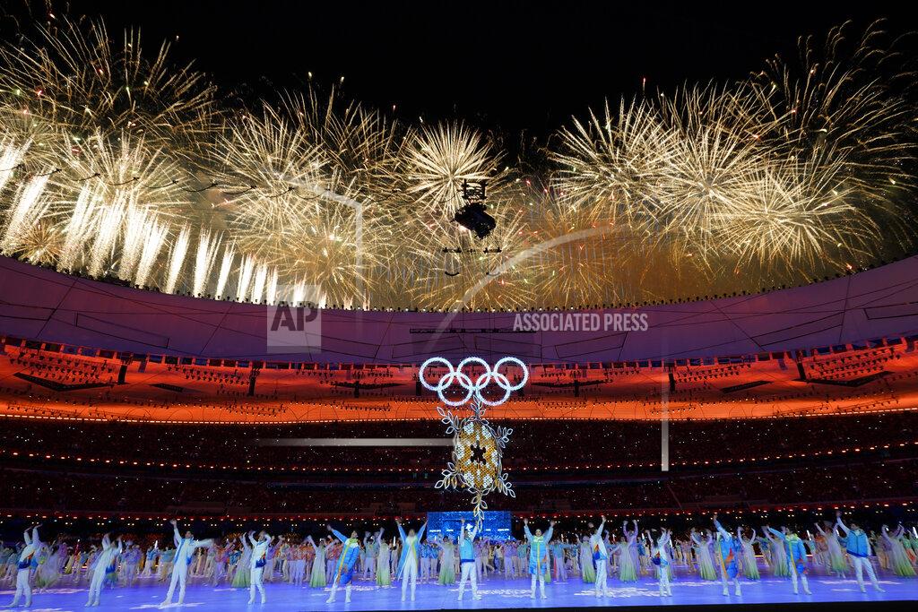 Jae C. Hong Fireworks explode over the stadium during the closing ceremony of the 2022 Winter Olympics, Sunday, Feb. 20, 2022, in Beijing. (AP Photo/Natacha Pisarenko)