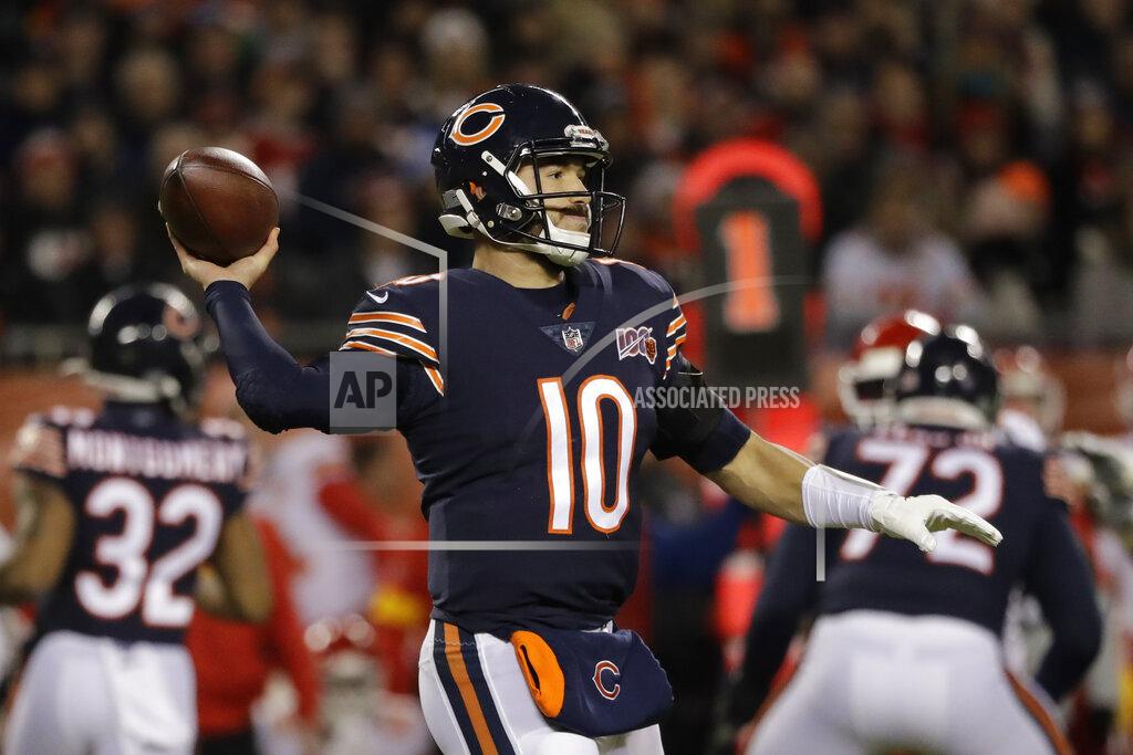 Nam Y. Huh Chicago Bears quarterback Mitchell Trubisky throws against the Kansas City Chiefs in the first half an NFL football game in Chicago, Sunday, Dec. 22, 2019. (AP Photo/Nam Y. Huh)