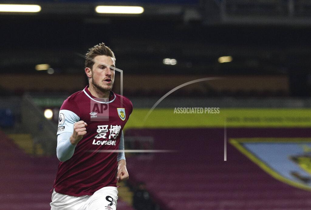 Jan Kruger Burnley's Chris Wood celebrates after scoring his side's opening goal during the English Premier League soccer match between Burnley and Crystal Palace at the Turf Moor stadium in Burnley, England, Monday, Nov. 23, 2020. (Jan Kruger/Pool via AP)