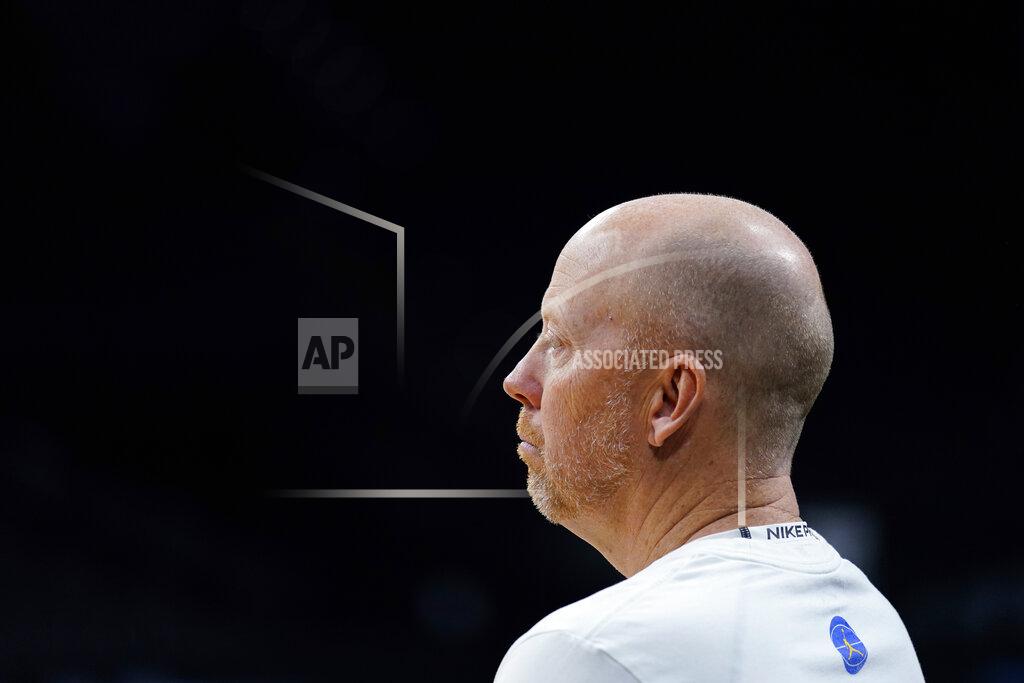 Matt Rourke UCLA's Mick Cronin watches practice for the NCAA men's college basketball tournament, Thursday, March 24, 2022, in Philadelphia. (AP Photo/Matt Rourke)