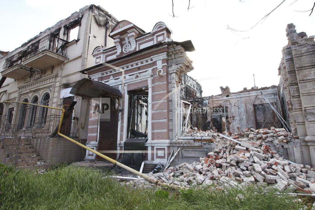 Uncredited A view of a building destroyed during fighting in Mariupol, in territory under the government of the Donetsk People's Republic, eastern Ukraine, Wednesday, May 25, 2022. (AP Photo)