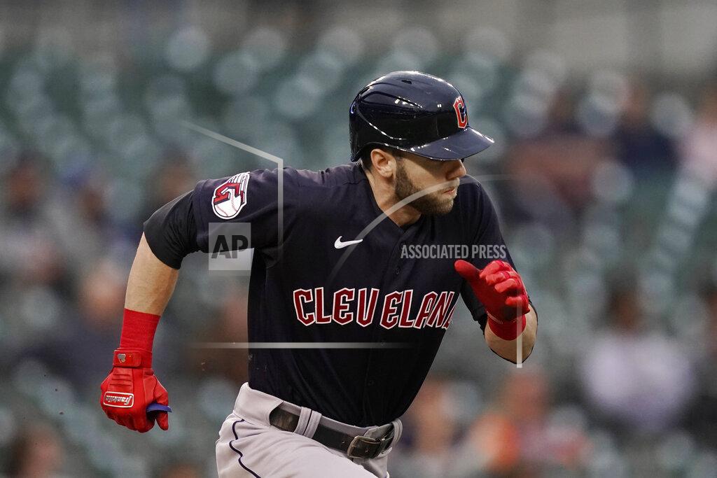 Carlos Osorio Cleveland Guardians' Owen Miller runs to first for a 2-run RBI single during the third inning of a baseball game against the Detroit Tigers, Thursday, May 26, 2022, in Detroit. (AP Photo/Carlos Osorio)