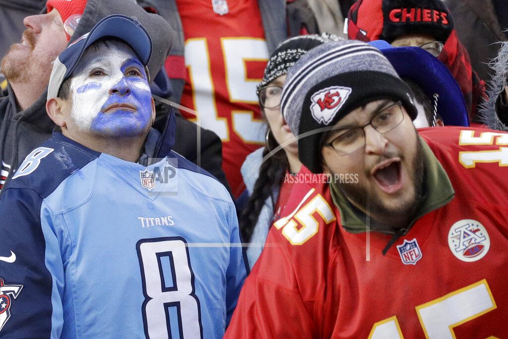 Charlie Riedel Fans reacts after the NFL AFC Championship football game against the Tennessee Titans Sunday, Jan. 19, 2020, in Kansas City, MO. The Chiefs won 35-24 to advance to Super Bowl 54. (AP Photo/Charlie Riedel)