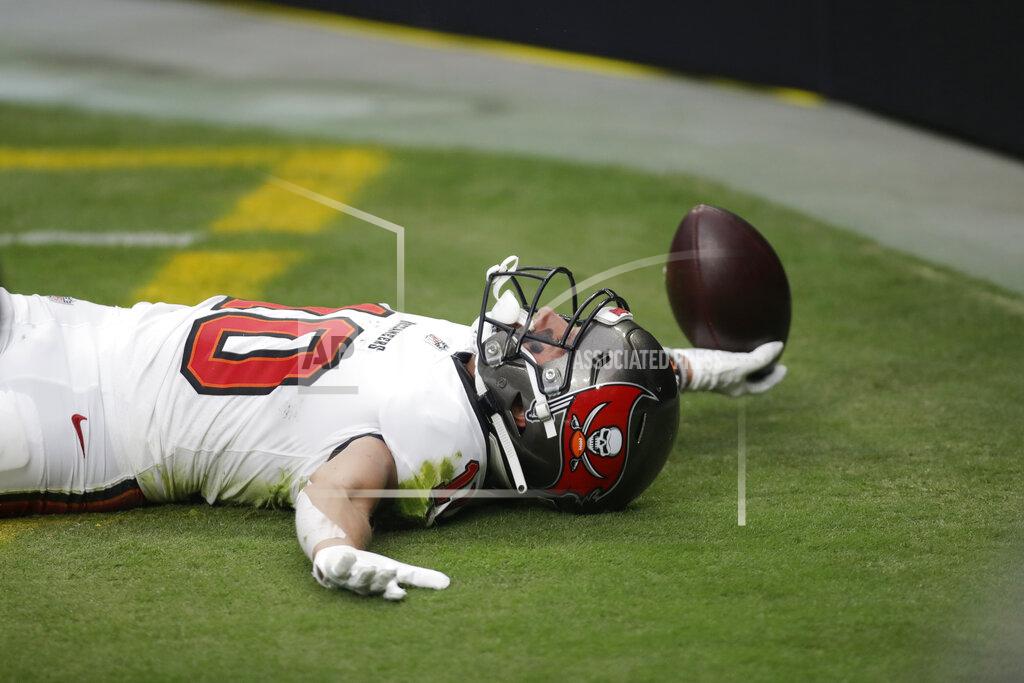 Isaac Brekken Tampa Bay Buccaneers wide receiver Scott Miller (10) celebrates after scoring a touchdown against the Las Vegas Raiders during the first half of an NFL football game, Sunday, Oct. 25, 2020, in Las Vegas. (AP Photo/Isaac Brekken)