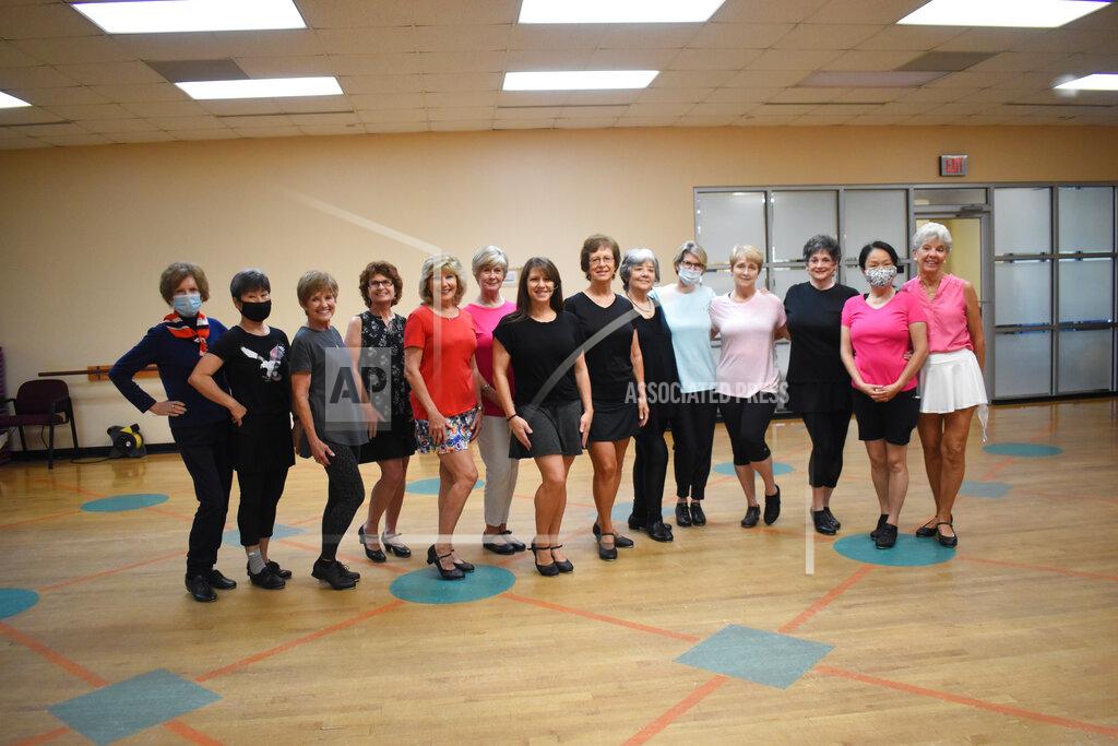 Melinda Martinez Members of the tap class at the Louisiana Athletic Club in Pineville, La., Sept. 10, 2021, tap not only for fitness but for the social aspect, said instructor Pam Green, center, who regards the women as not only her students but her friends. (Melinda Martinez/The Daily Town Talk via AP)