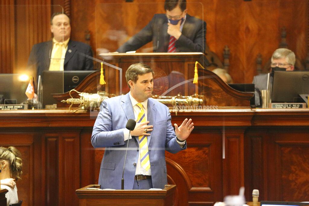 South Carolina House Ways and Means Chairman Murrell Smith, R-Sumter promises to give a raise or bonus to state employees once revenues are a little more clear during a debate on Tuesday, March 23, 2021, in Columbia, S.C. The House was debating the state's $9.8 billion budget for the next fiscal year. (AP Photo/Jeffrey Collins)