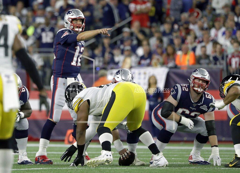 Steven Senne New England Patriots quarterback Tom Brady calls signals at the line of scrimmage in the first half an NFL football game against the Pittsburgh Steelers, Sunday, Sept. 8, 2019, in Foxborough, Mass. (AP Photo/Steven Senne)