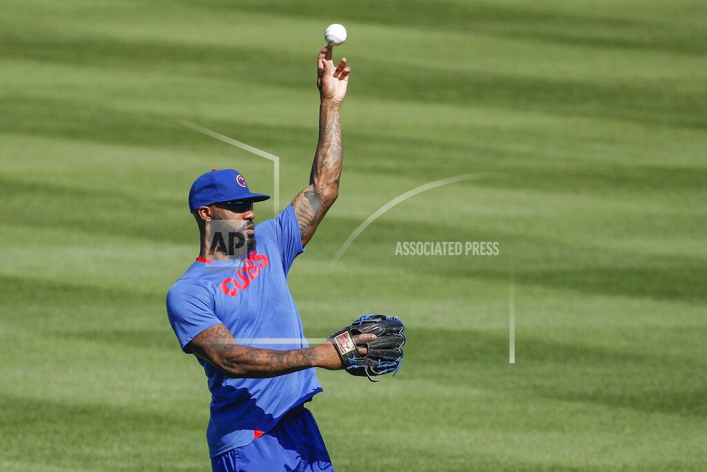Kamil Krzaczynski Chicago Cubs right fielder Jason Heyward throws the ball during baseball practice at Wrigley Field on Friday, July 3, 2020 in Chicago. (AP Photo/Kamil Krzaczynski)