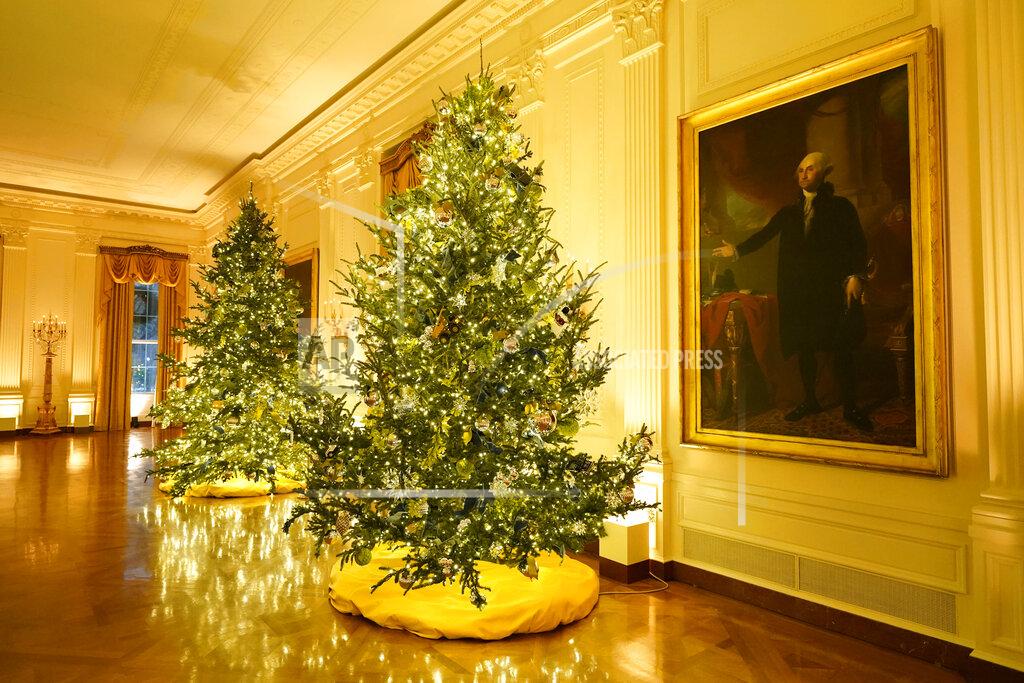 Patrick Semansky The East Room of the White House is decorated during the 2020 Christmas preview, Monday, Nov. 30, 2020, in Washington. (AP Photo/Patrick Semansky)