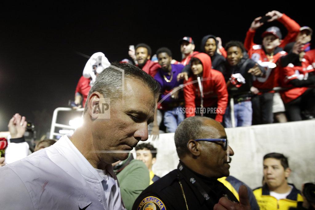 Jae C. Hong Ohio State coach Urban Meyer leaves the field after Ohio State defeated Washington 28-23 in the Rose Bowl NCAA college football game Tuesday, Jan. 1, 2019, in Pasadena, Calif. (AP Photo/Jae C. Hong)