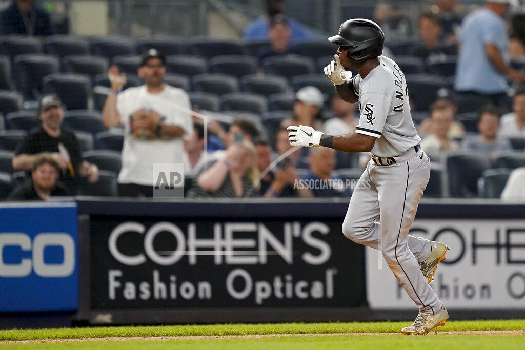 John Minchillo Chicago White Sox' Tim Anderson gestures while running the bases after hitting a three-run home run off New York Yankees relief pitcher Miguel Castro in the eighth inning of the second baseball game of a doubleheader, Sunday, May 22, 2022, in New York. (AP Photo/John Minchillo)