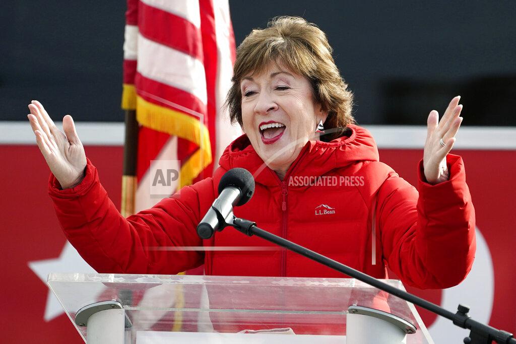 Robert F. Bukaty Republican Sen. Susan Collins, R-Maine, speaks on Wednesday, Nov. 4, 2020, in Bangor, Maine, after Tuesday's election. (AP Photo/Robert F. Bukaty)