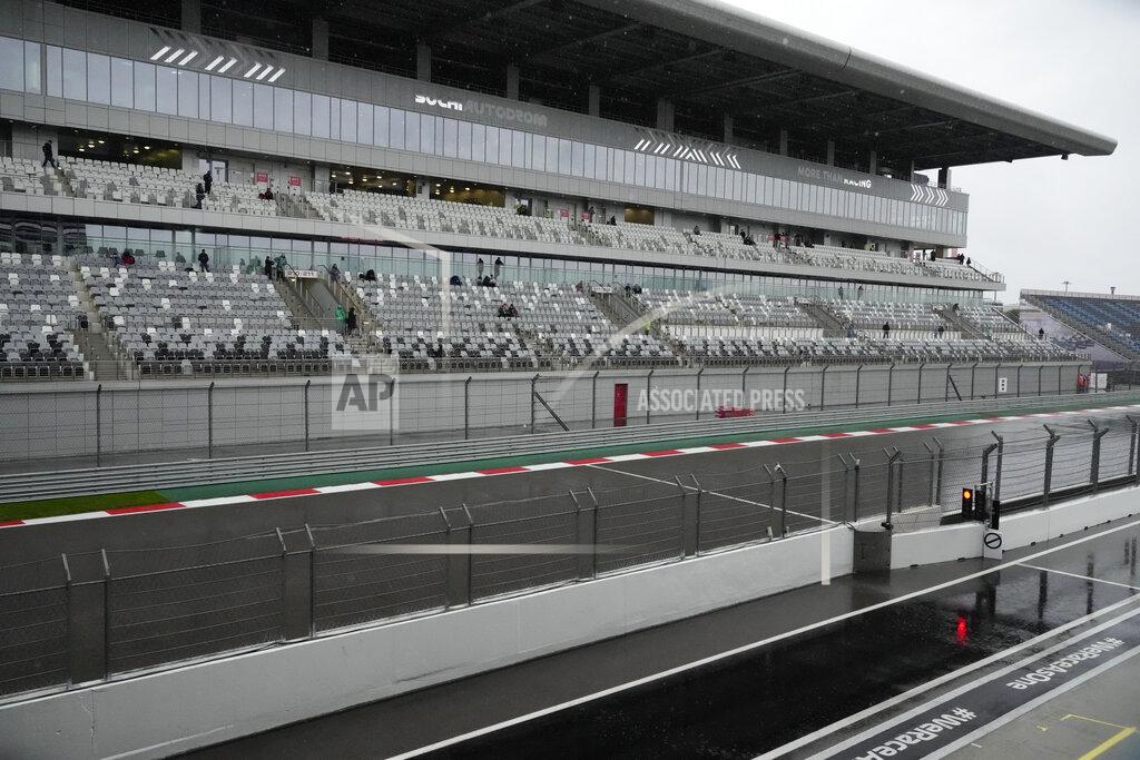 Sergei Grits General view ahead of qualifying the third practice session at the Sochi Autodrom circuit, in Sochi, Russia, Saturday, Sept. 25, 2021. The Russian Formula One Grand Prix will be held on Sunday. (AP Photo/Sergei Grits)