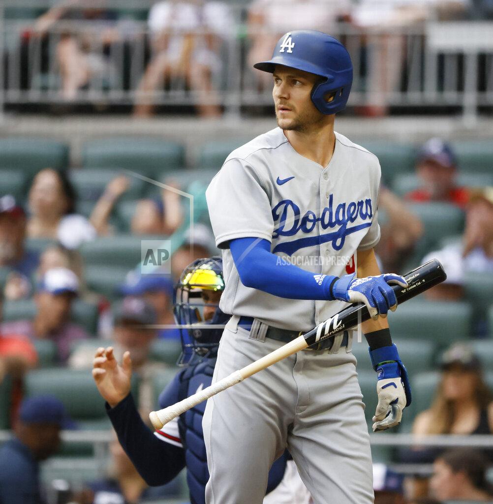 Bob Andres Los Angeles Dodgers' Trea Turner reacts after striking out during the first inning of a baseball against the Atlanta Braves, Sunday, June 26, 2022, in Atlanta. (AP Photo/Bob Andres)