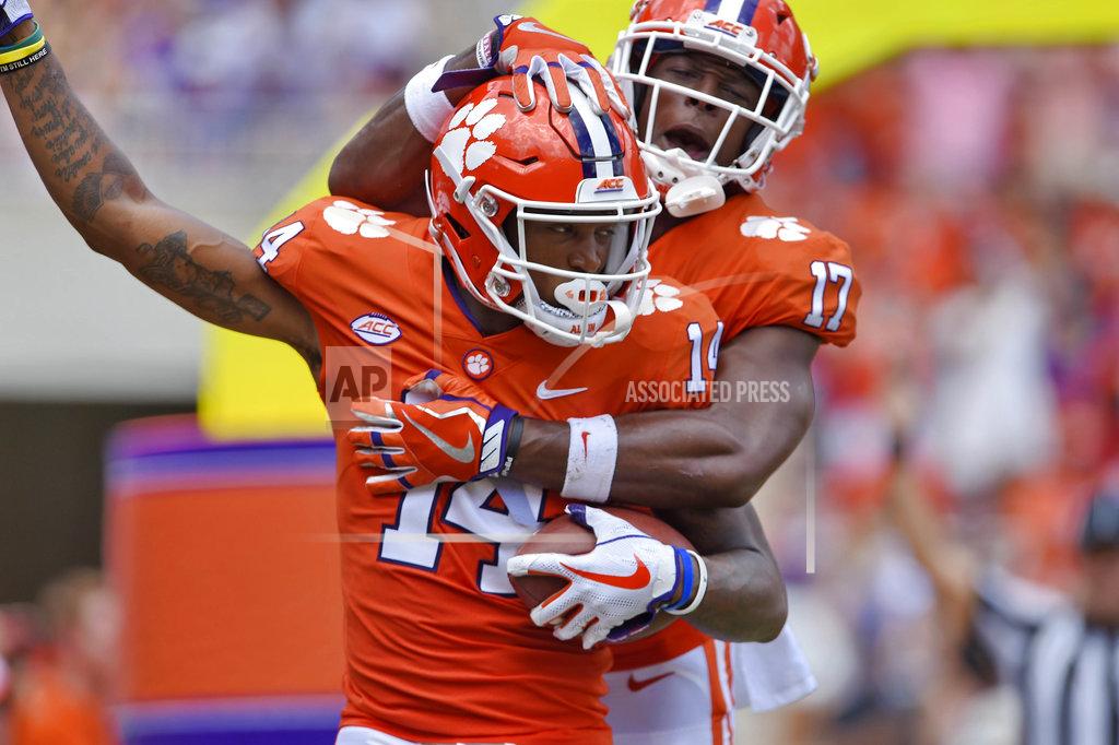 Richard Shiro Clemson's Diondre Overton, front, and Cornell Powell celebrate Overton's touchdown during the first half of an NCAA college football game against Furman Saturday, Sept. 1, 2018, in Clemson, S.C. (AP Photo/Richard Shiro)
