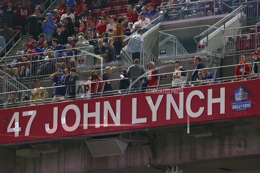 Mark Lomoglio The Tampa Bay Buccaneers add a Hall of Fame logo to former safety John Lynch's name in the team's ring of honor during half time of an NFL football game Monday, Nov. 22, 2021, in Tampa, Fla. (AP Photo/Mark LoMoglio)