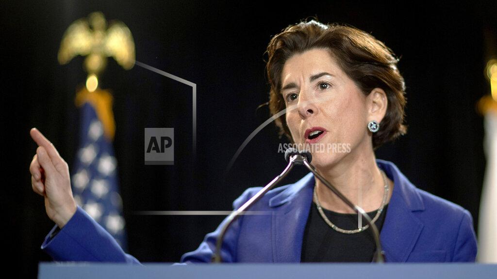 FILE - In this Feb. 5, 2020, file photo, Rhode Island Gov. Gina Raimondo speaks at an event in Providence, R.I. Raimondo, President Joe Biden's pick for commerce secretary, gives her final State of the State address on Wednesday evening, Feb. 3, 2021. (AP Photo/David Goldman, File)