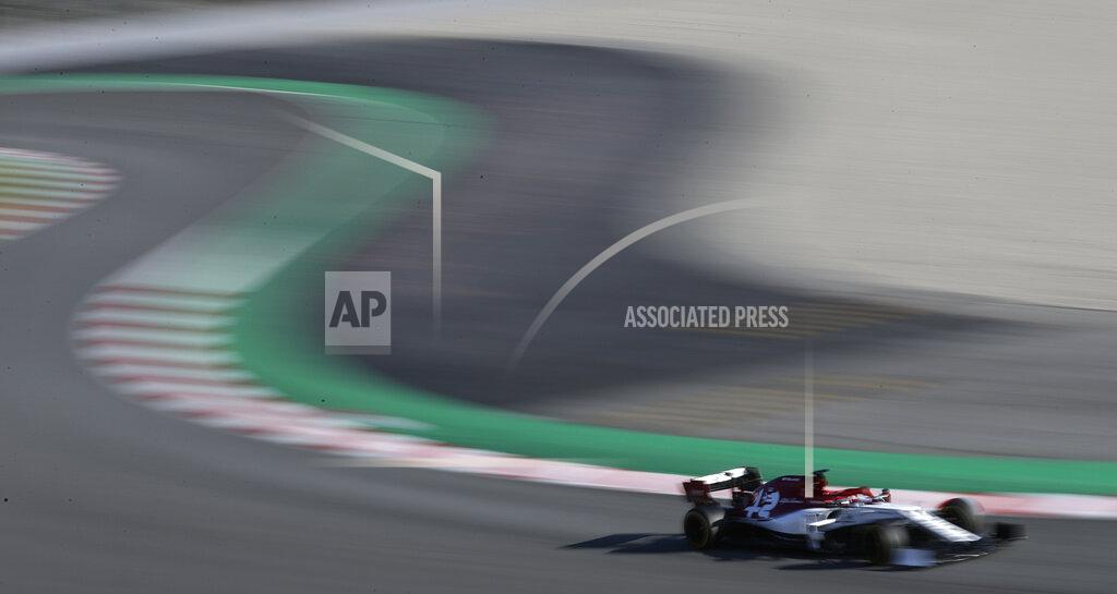 Alfa Romeo driver Kimi Raikkonen of Finland steers his car during a Formula One pre-season testing session at the Barcelona Catalunya racetrack in Montmelo, outside Barcelona, Spain, Monday, Feb.18, 2019. (AP Photo/Manu Fernandez)