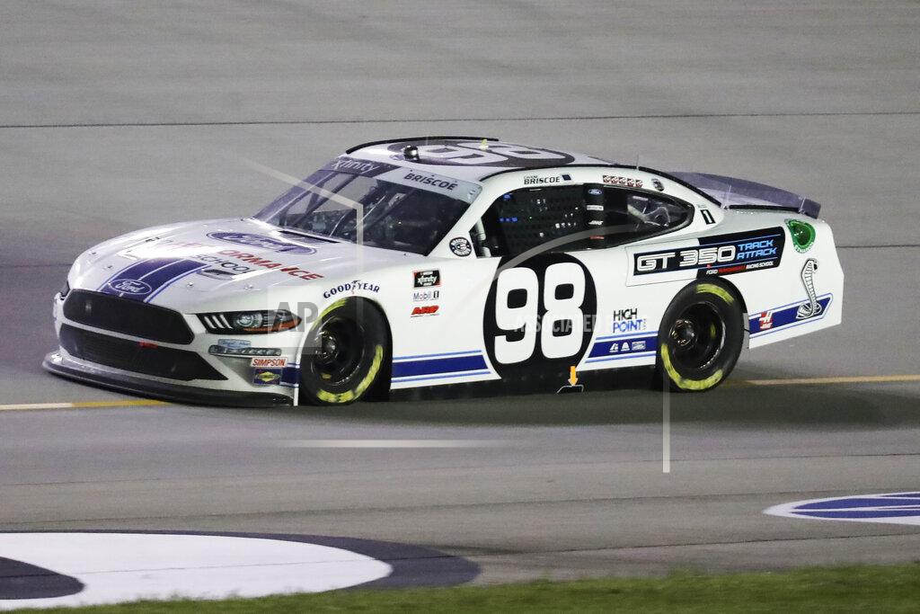 Mark Humphrey Chase Briscoe (98) works on the track a NASCAR Xfinity Series auto race Thursday, July 9, 2020, in Sparta, Ky. (AP Photo/Mark Humphrey)